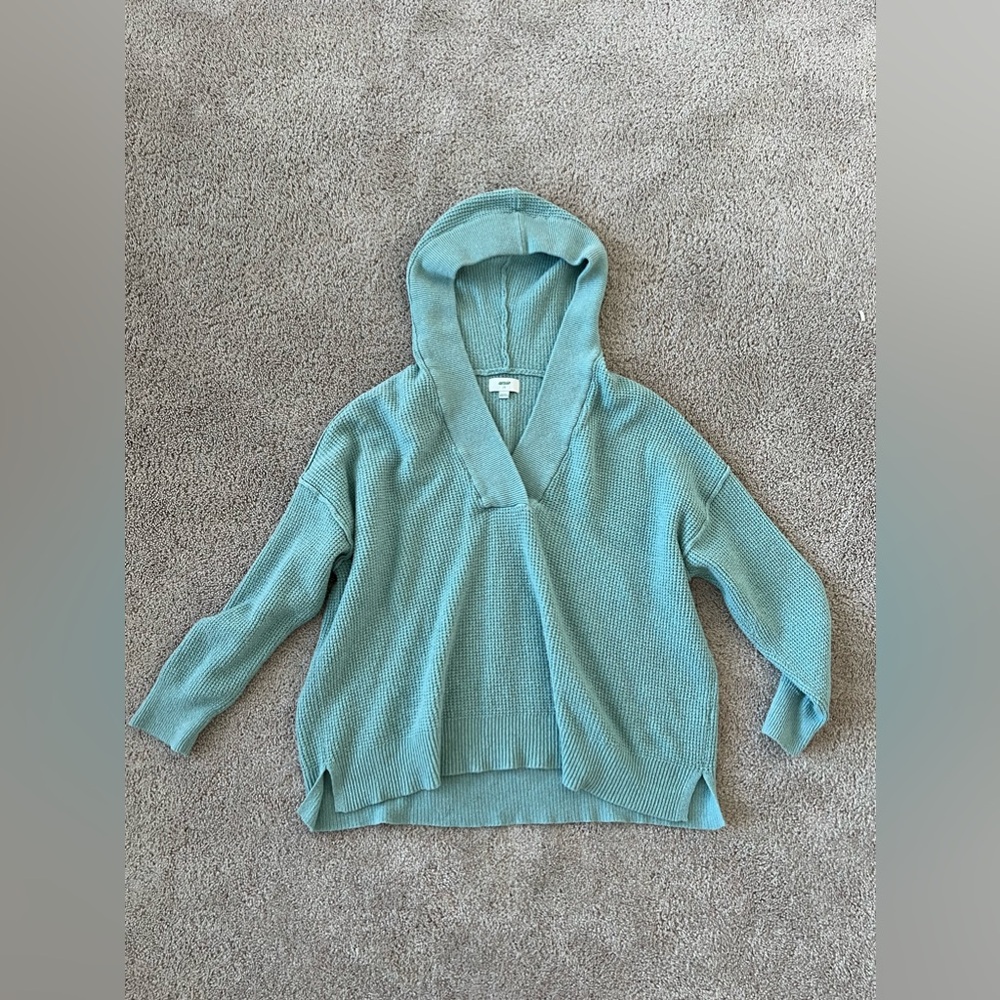 Offline By Aerie Hoodie  Sage Green Waffle Knit Dolman Sleeve Comfy Fit Size L